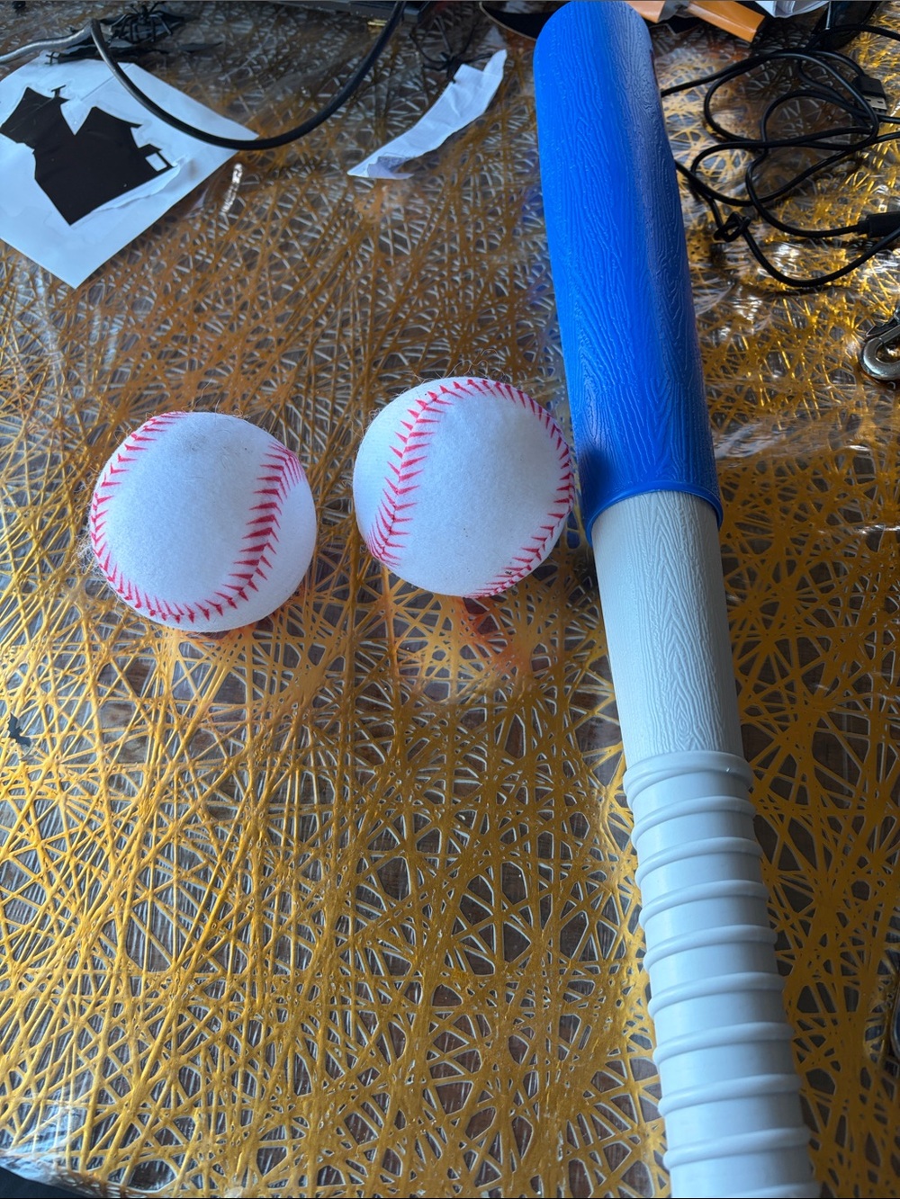 Hallmark Blue and White Foam Bat with White Softballs